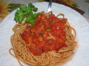 spageti s riba ton